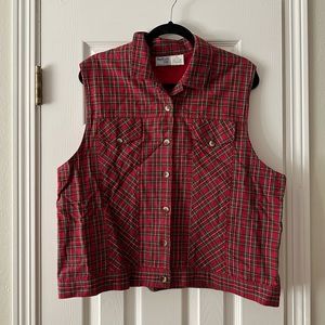 Vintage 90’s Bedford Red Plaid Vest Women’s XL